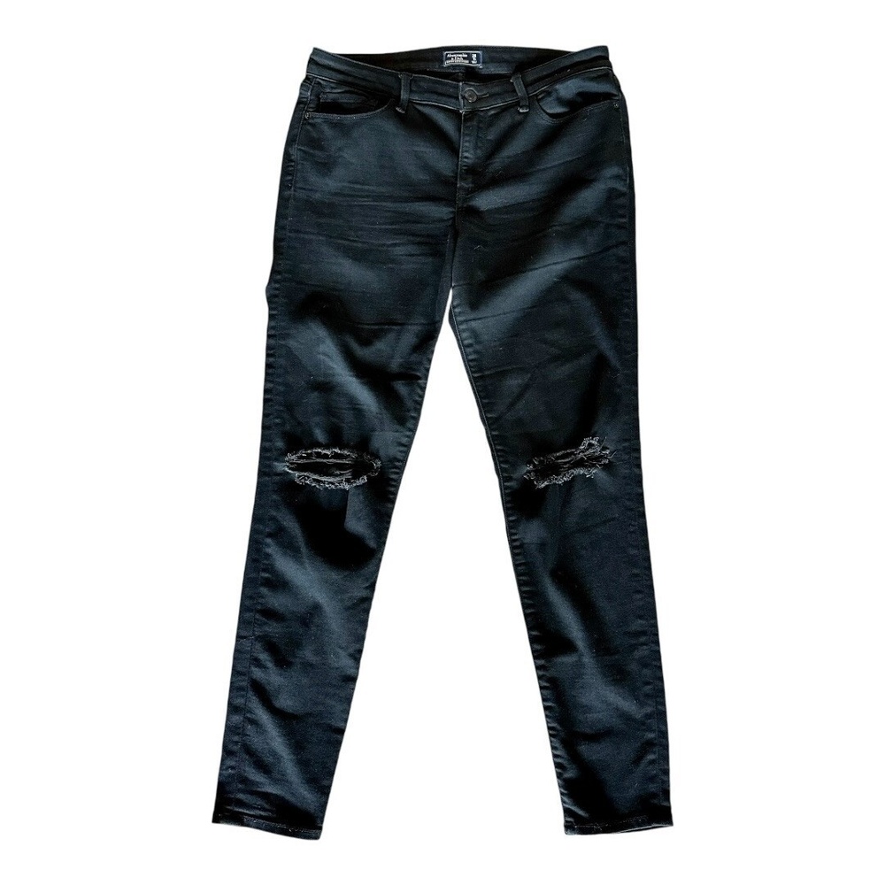 Abercrombie & Fitch Womens Harper Super Skinny Jeans Black Distressed Solid 28